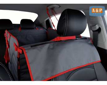 Автогамак Happy Dog Premium (Хэппи Дог Премиум). На половину сиденья. Цвет: серый с красной окантовкой.