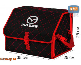 Органайзер-саквояж "Союз" в багажник Mazda (Мазда), размер M. Цвет: черный с красной прострочкой Ромб.