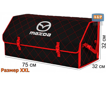 Органайзер-саквояж "Союз" в багажник Mazda (Мазда), размер XXL. Цвет: черный с красной прострочкой Ромб.