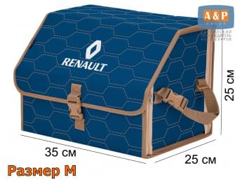 Органайзер-саквояж "Союз" в багажник Renault (Рено), размер M. Цвет: синий с бежевой прострочкой Соты.